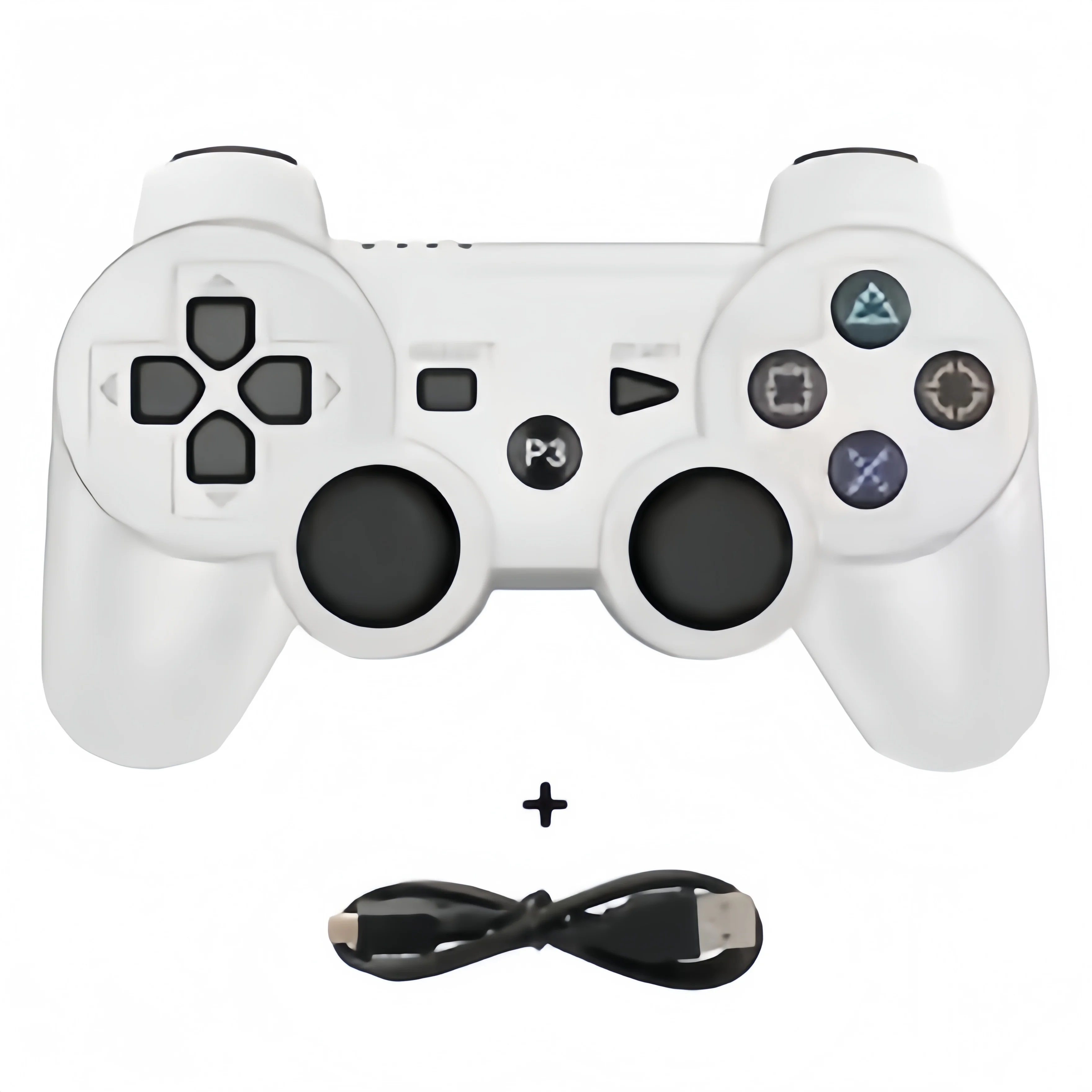 Bezprzewodowy gamepad Bluetooth do Sony PS3/PlayStation 3 – kompatybilny z kontrolą ruchu SIXAXIS, ładowalny joystick z kablem USB