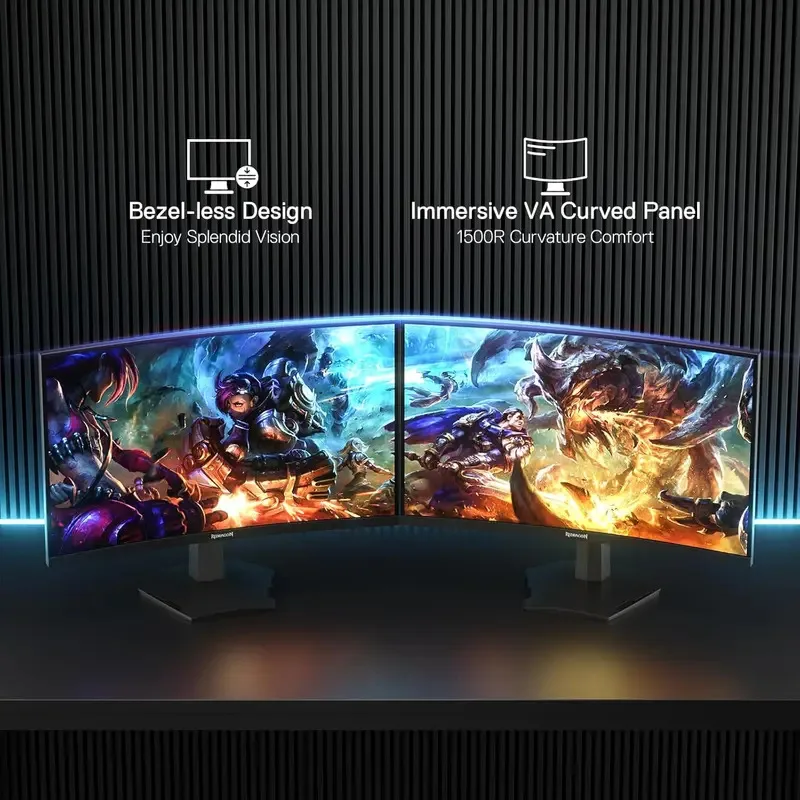 Redragon 27" 144hz/165HZ Curve Gaming Monitor, QHD 2K (2560X1440) IPS Frameless Computer Monitor