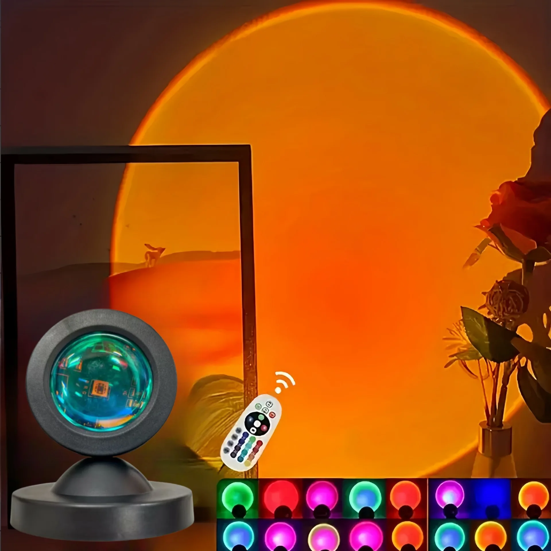 1 luce vibrante per proiezione al tramonto - Spettro a 16 colori, telecomando USB, luce LED che cambia colore dinamico - Crea una casa calda