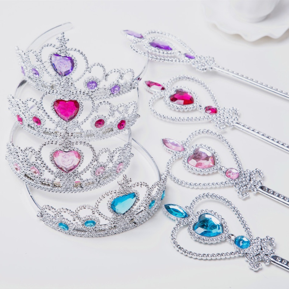 Meninas princesa coroa varinha mágica acessórios festa cosplay elsa anna strass bandana faixas de cabelo para crianças hairbands presentes brinquedos