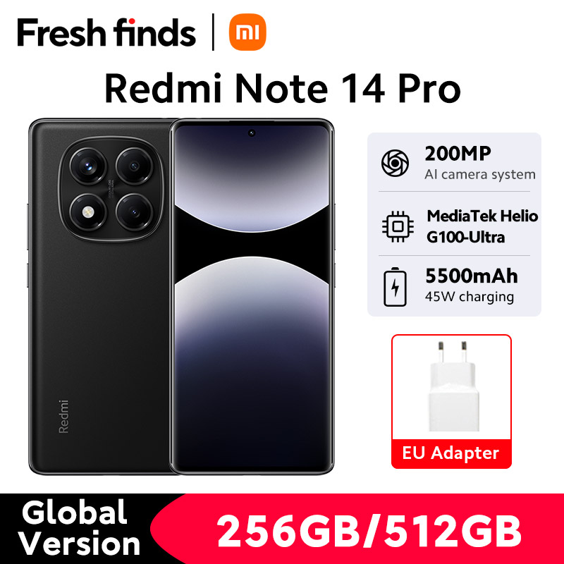 Nueva versión Global Xiaomi Redmi Note 14 Pro 4G Smartphone 256GB/512GB ROM 200MP Cámara 45W Carga MediaTek Helio G100-Ultra