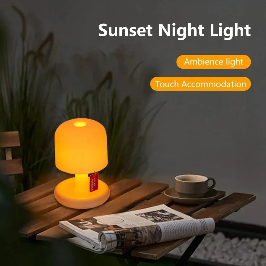 Lampada da tavolo a LED con luce notturna al tramonto Mini USB ricaricabile da scrivania Comodino Camera da letto Bar Arredamento della stanza Atmosfera Luce d'atmosfera minimalista