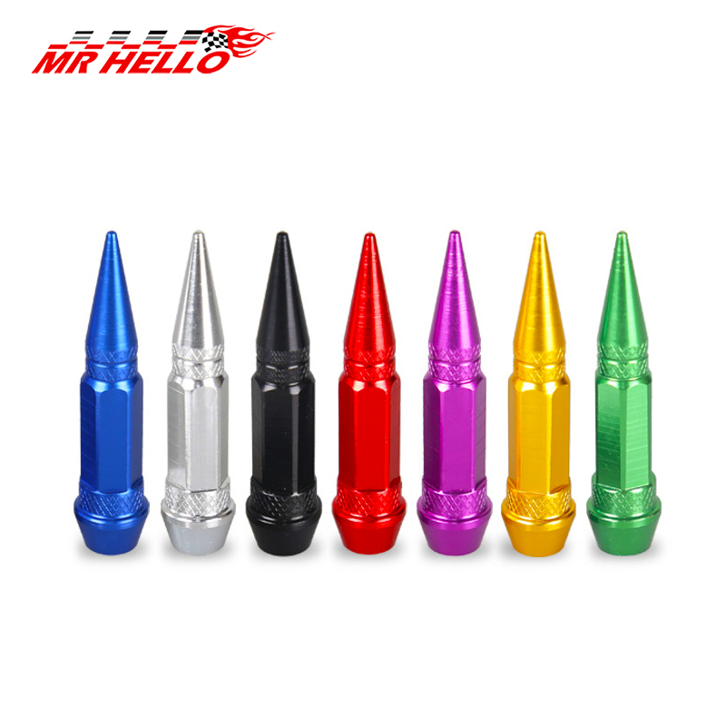 4 pçs universal de alumínio estilo do carro tunning tampa da haste da válvula do pneu do carro em forma de pico metal poeira cobre tampa para bicicleta motocicleta