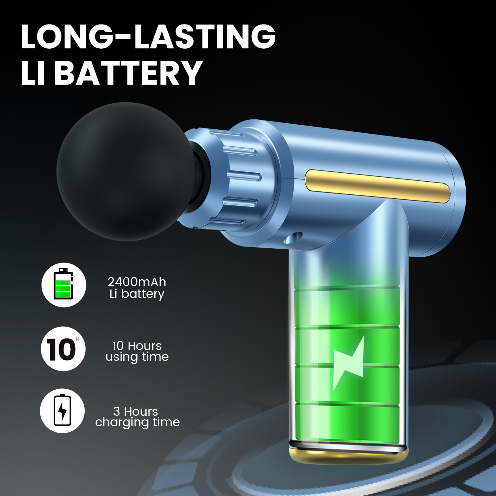 Sejoy portátil fáscia arma massageador de tecido mini massagem corporal leve com tela sensível ao toque led 4 cabeças de massagem substituíveis
