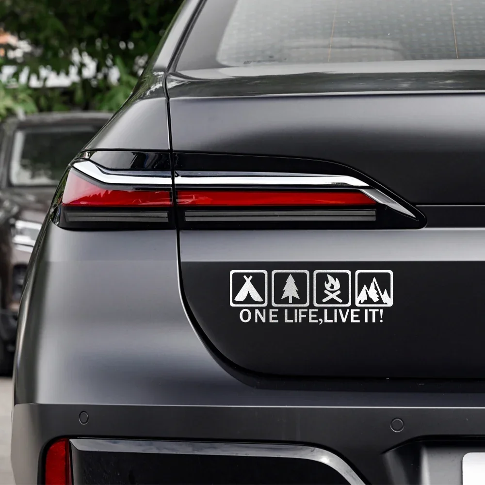สติกเกอร์รถ One Life Live It Camping กลางแจ้งสติกเกอร์สะท้อนแสงสําหรับรถยนต์ Auto Body อุปกรณ์ตกแต่งหน้าต่าง