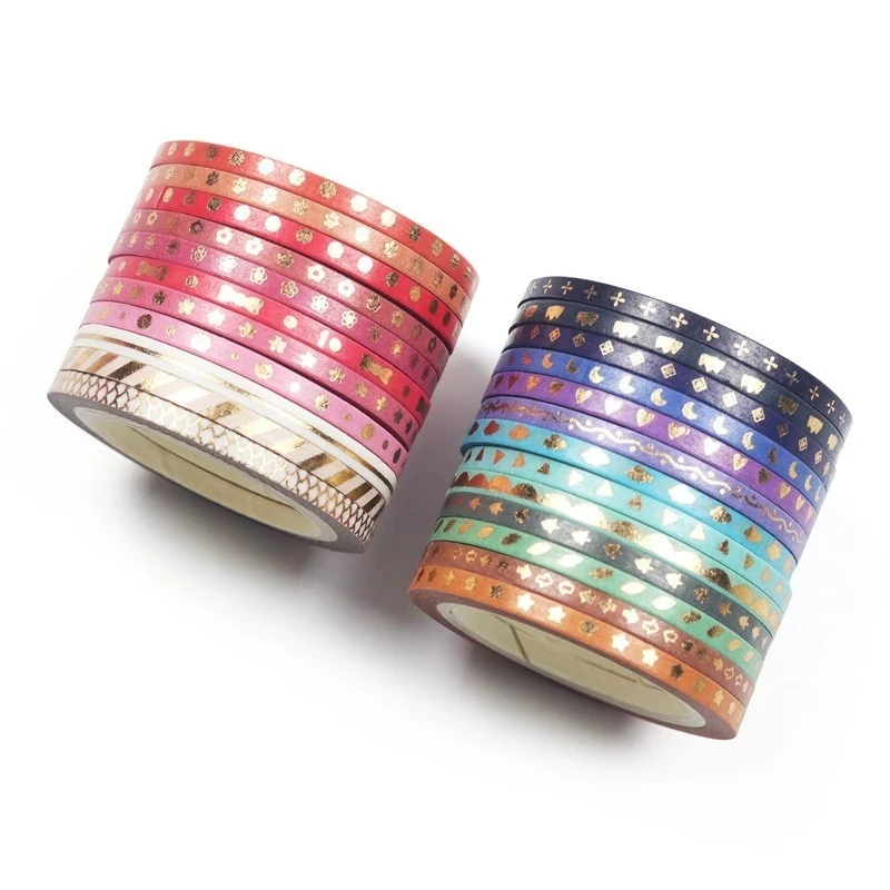 24 ม้วน Glitter รูปแบบ Washi เทปกาวสติกเกอร์มือไดอารี่สติกเกอร์ Masking เทปตกแต่งคริสต์มาส DIY หัตถกรรม
