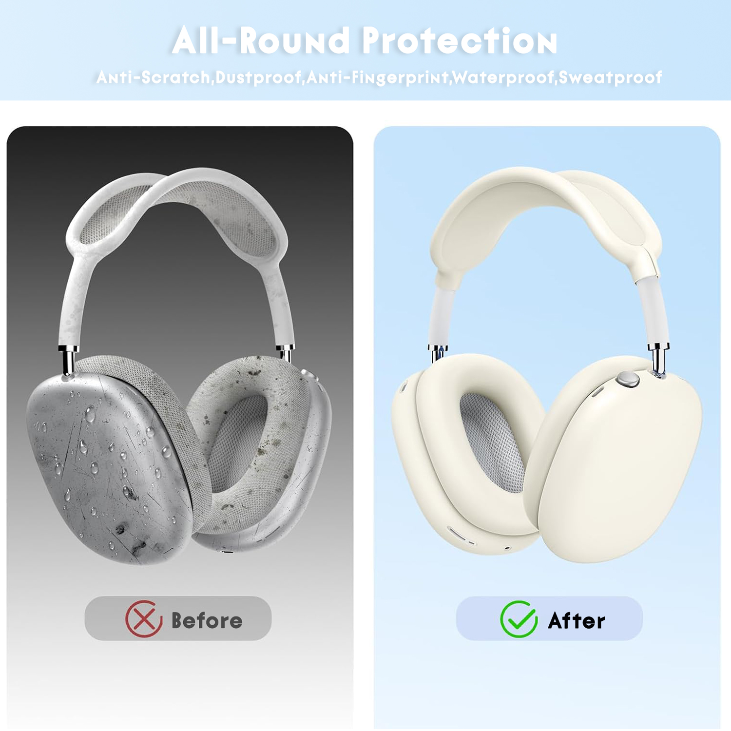 Capa protetora de silicone/capa protetora de almofada de ouvido antiarranhões/capa de protetor de orelha/capa de faixa de cabeça para AirPods Max 1/2