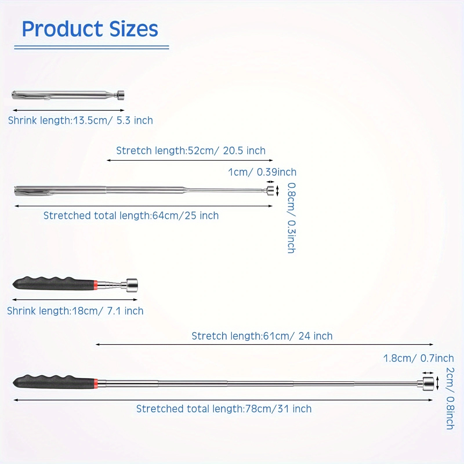 Telescopic magnet picking tool for hard to reach areas