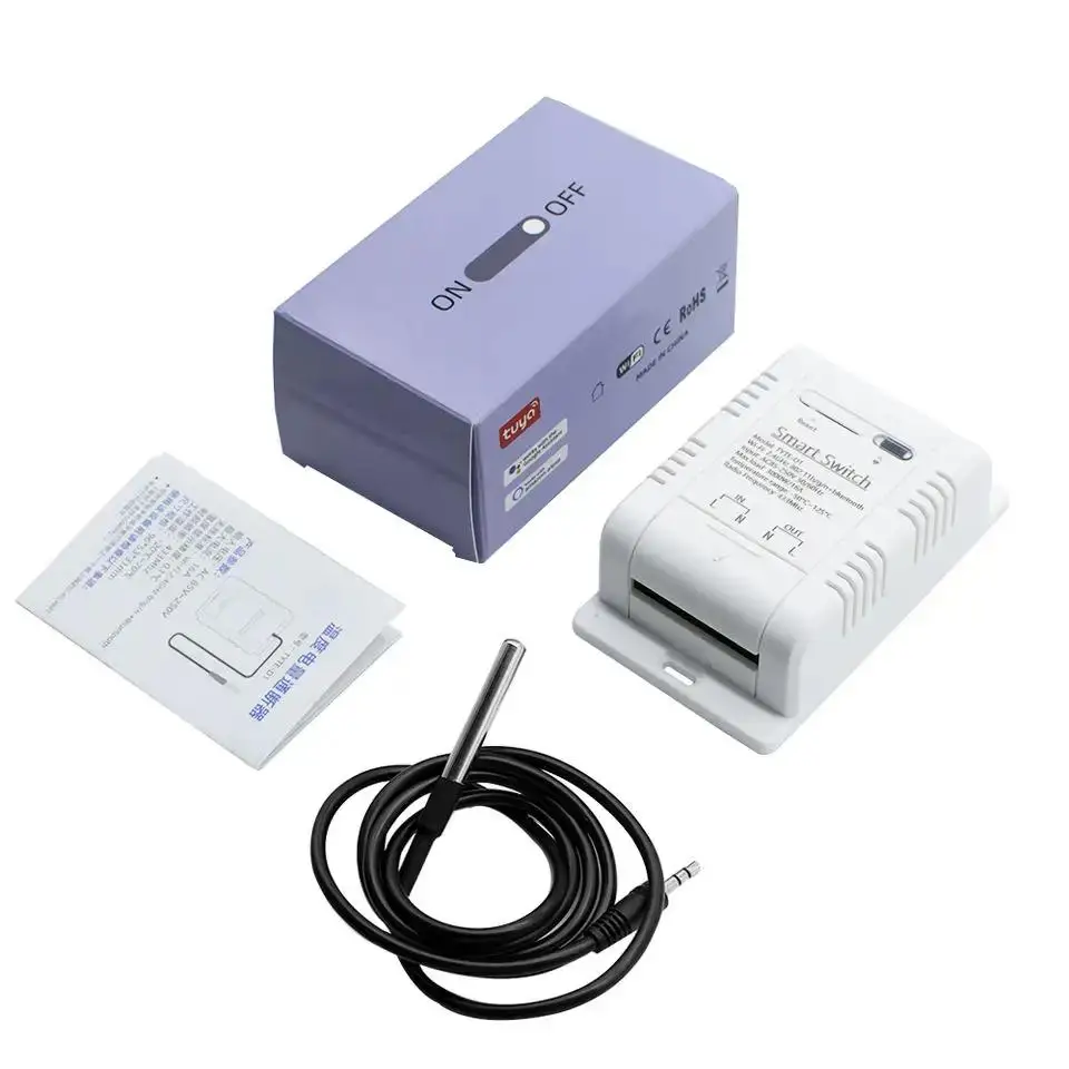 Tuya WiFi สมาร์ทสวิทช์อุณหภูมิ 16A 3000W การใช้พลังงานการตรวจสอบเทอร์โมใช้งานร่วมกับ Alexa Google Home Smart Switch