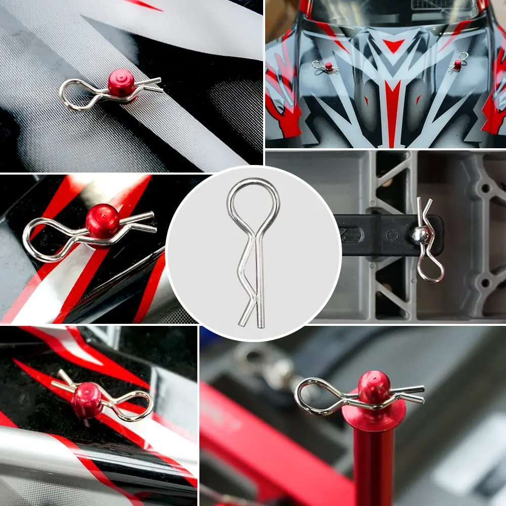 9IMOD 50pcs RC Body คลิป 1/7 1/8 1/10 1/12 1/14 1/16 1/18 โลหะ R หัวเข็มขัดรถบรรทุก Buggy SHELL Pins RC อะไหล่รถยนต์