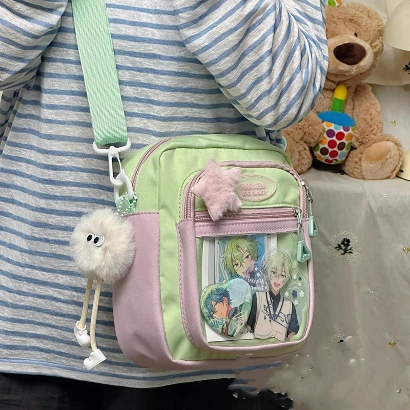 HAEX Kawaii Women Ita Bags Fashion Patchwork Nylon DIY Badge Crossbody Shoulder Bags Harajuku Casual Subculture Bolso Mujer