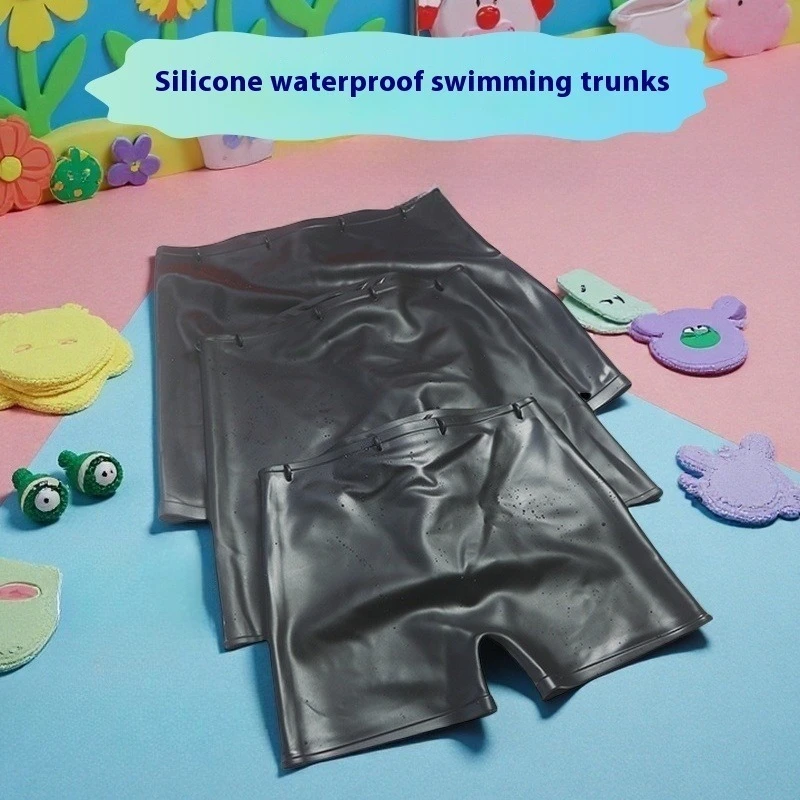 Bañadores de silicona impermeables para hombre y mujer, pantalones cortos de baño antibacterianos de secado rápido para playa, Rafting de parque acuático y piscina de cintura alta