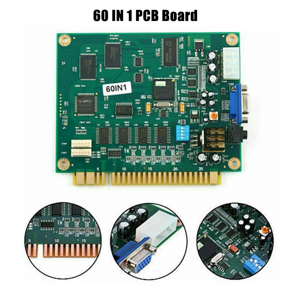BABQ 60 em 1 Multicade PCB Board Arcade Classic Game Board CGA VGA Output Game Board Horizontal Durável para Jamma Arcade