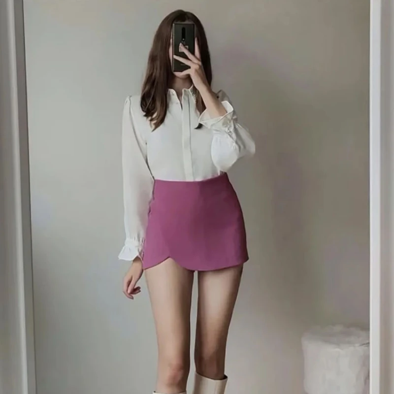 TRAF 女性ミニスカートショーツハイウエストショーツ黒ピンクセックス女性の夏のショーツ秋のファッションラップショーツスカート