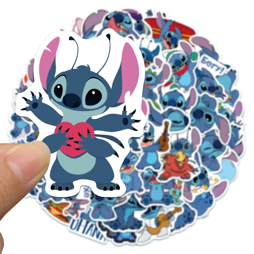 50 pçs disney lilo & stitch adesivos kawaii dos desenhos animados decalques diy diário portátil bagagem skate graffiti decalques diversão brinquedo clássico