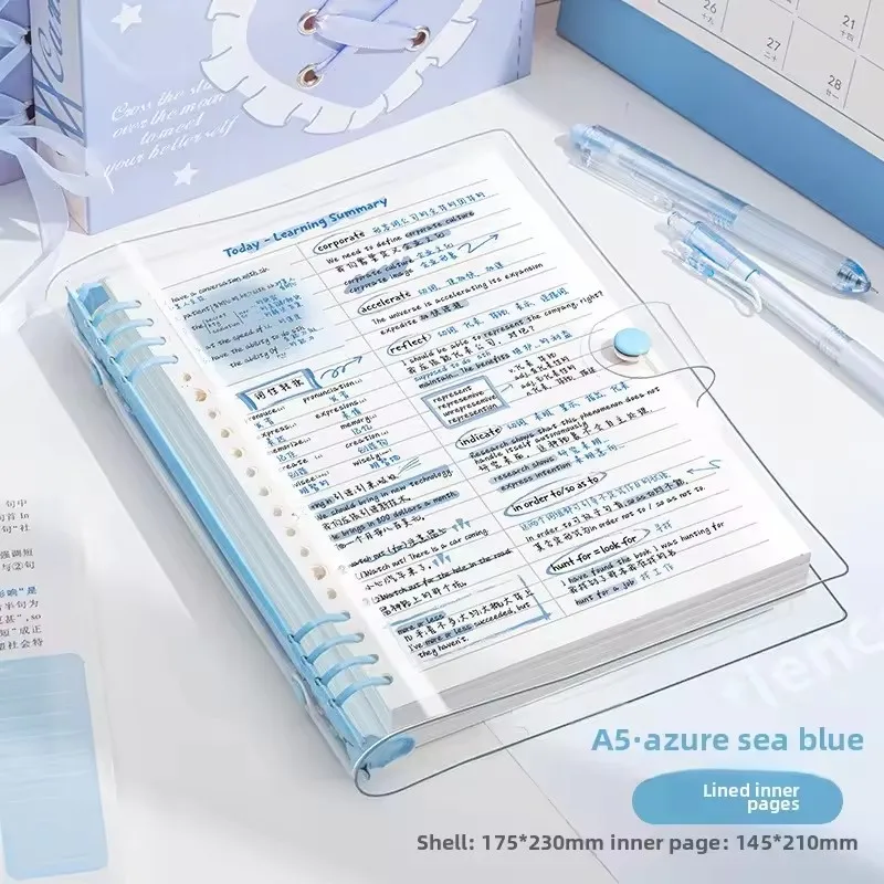A5 Transparent Soft Cover 120 Pages Diary Loose Leaf Checkered Book School Notebooks Notebook Notepad Writing Pads Office