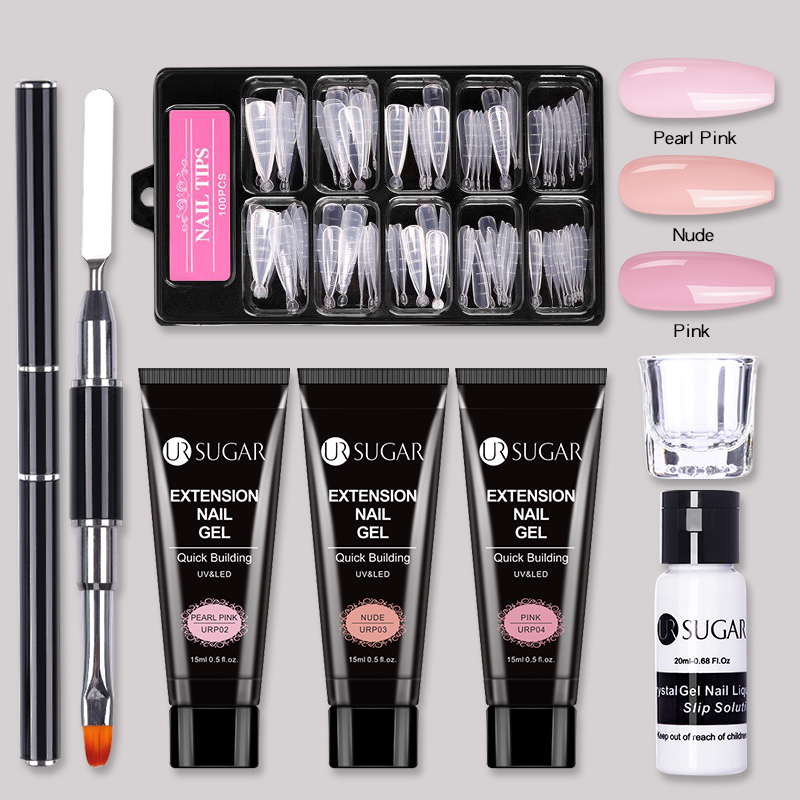 UR SUGAR アクリル UV ジェルエクステンションネイルジェルキットヌードグリッターカラー高速構築ジェルネイルポリッシュすべてマニキュアネイルアートデザイン