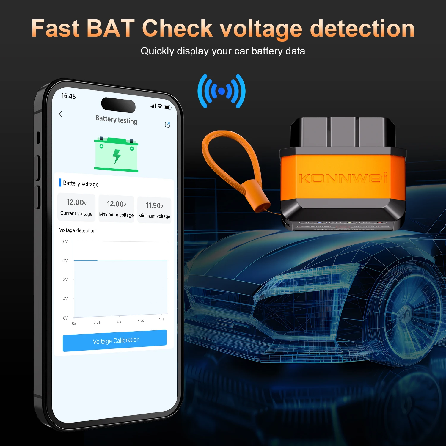 Konnwei carro obd2 ferramenta de diagnóstico de falhas conexão bluetooth maxobd app controle varredura códigos de erro claro carro obd2 ferramenta de verificação