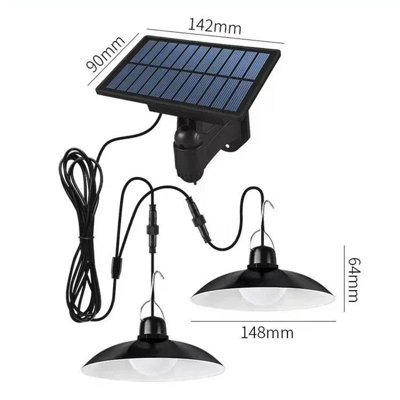 Lámpara colgante Solar con Control remoto, 1 Drag 1/1, 2 Led, lámpara de araña para acampar y jardín al aire libre