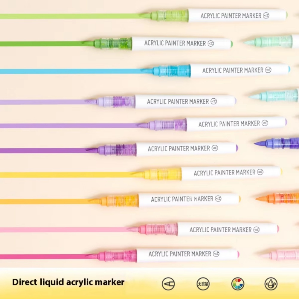 Languo Acrylic Markers Set Can Be Stacking Color Intelligent Control Ink Color Pens Art Supplies Stationery Student Brush Set