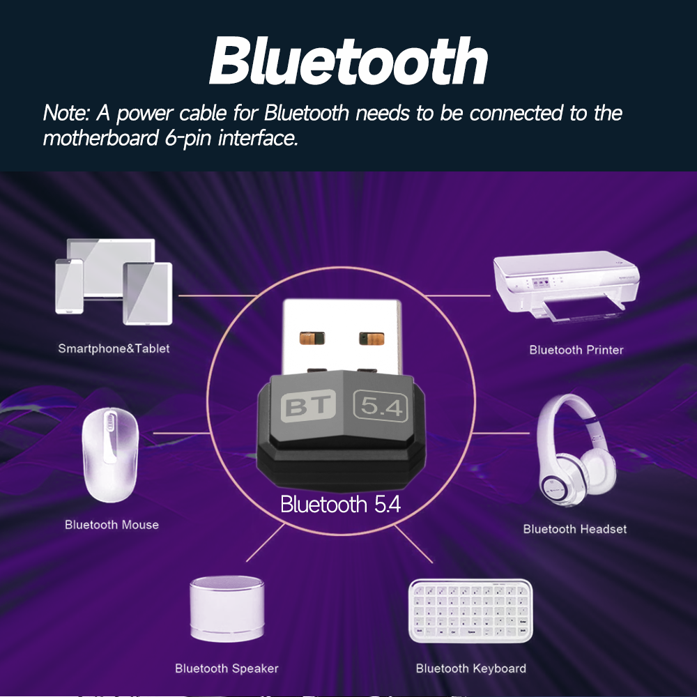 Usb bluetooth 5.4 5.3 dongle adaptador para pc alto-falante sem fio mouse teclado música receptor de áudio transmissor unidade livre