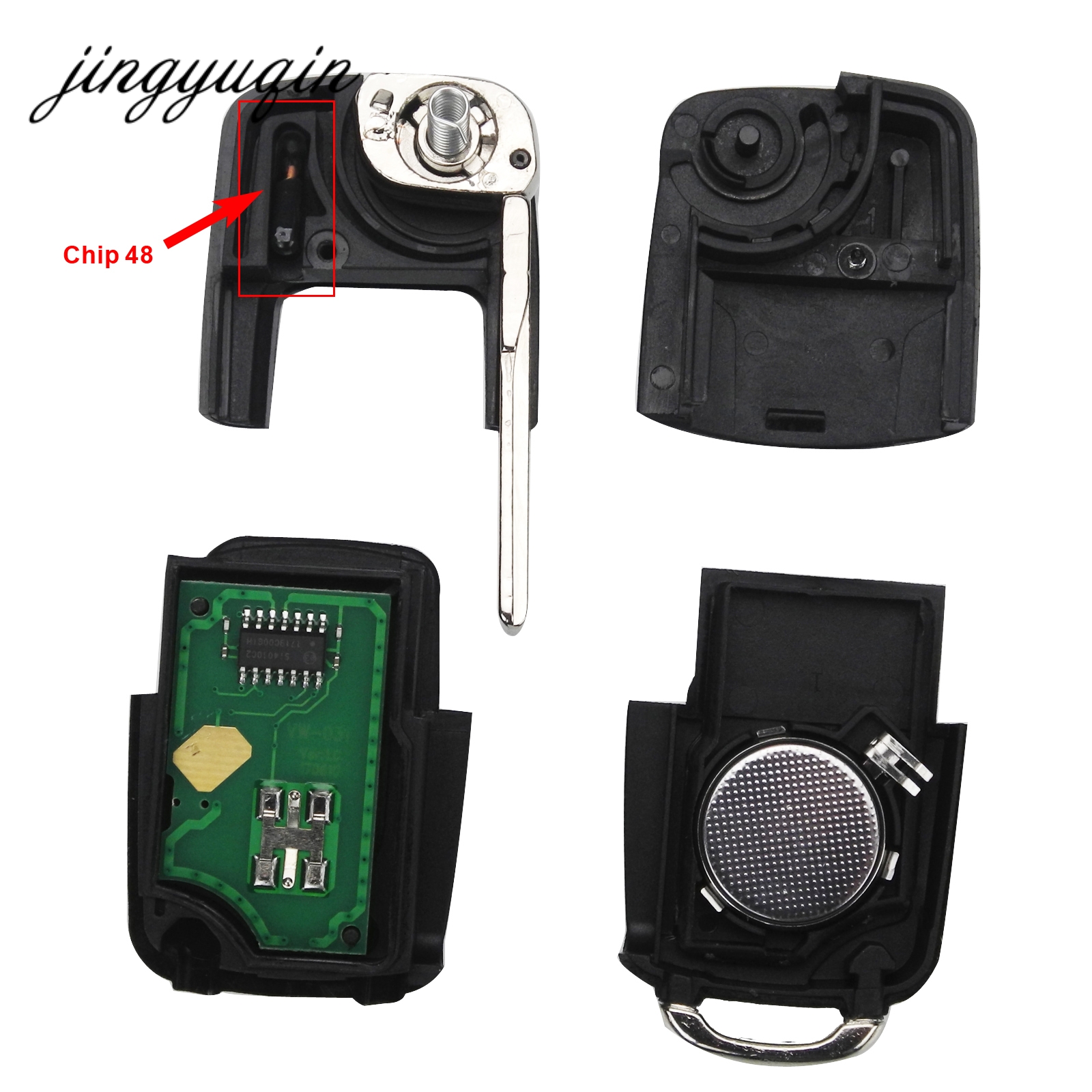 Jingyuqin 2/3/4 Botões 315/434MHz Chave Remota Dobrável para Carro id48 Para VW SEAT Altea Ibiza Leon Toledo T5 1J 0959753 AG 1K 0959753 G