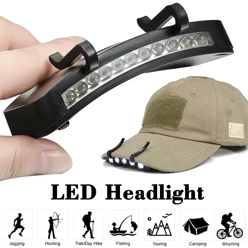 Linterna frontal LED superbrillante con Clip para sombrero, antorcha para pesca al aire libre, Camping y caza