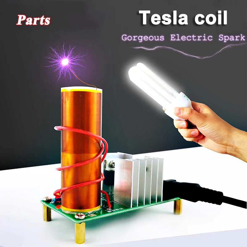 Kit de soldadura DIY con bobina Tesla, bobina divertida de arco hecha a sí misma, experimento de montaje y producción electrónica de Audio