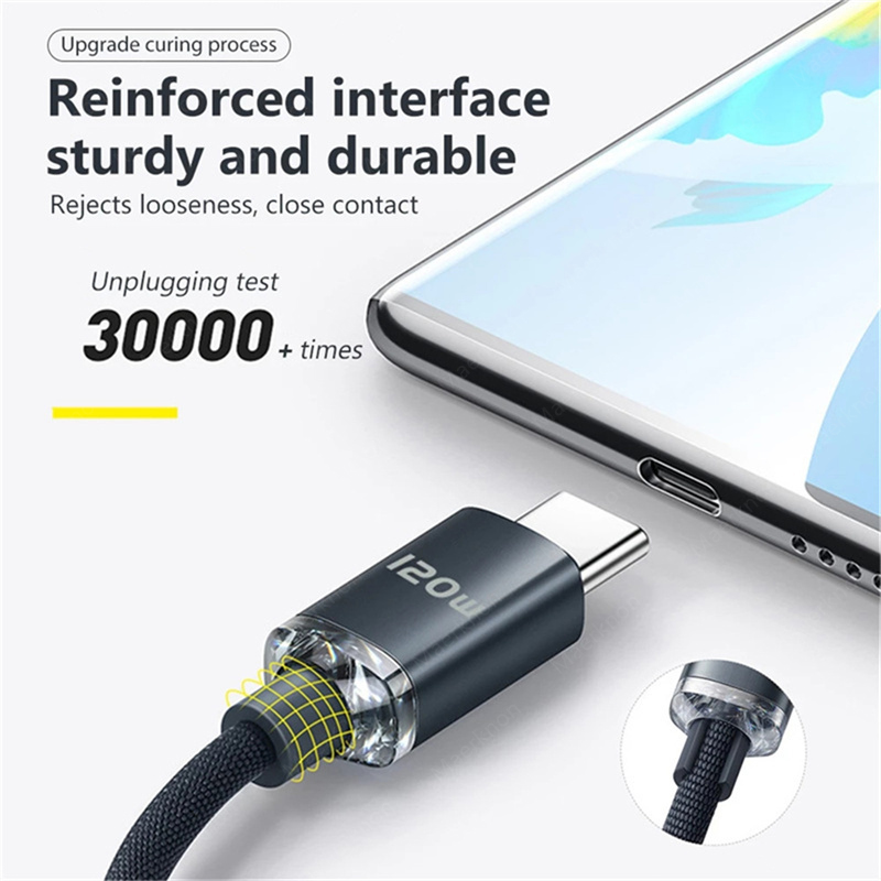USB Type C Kabel 120W 6A Super Snel Opladen USB C Draad Voor Huawei Samsung Xiaomi Oneplus Quick Charge Type C Telefoon Oplader Kabel