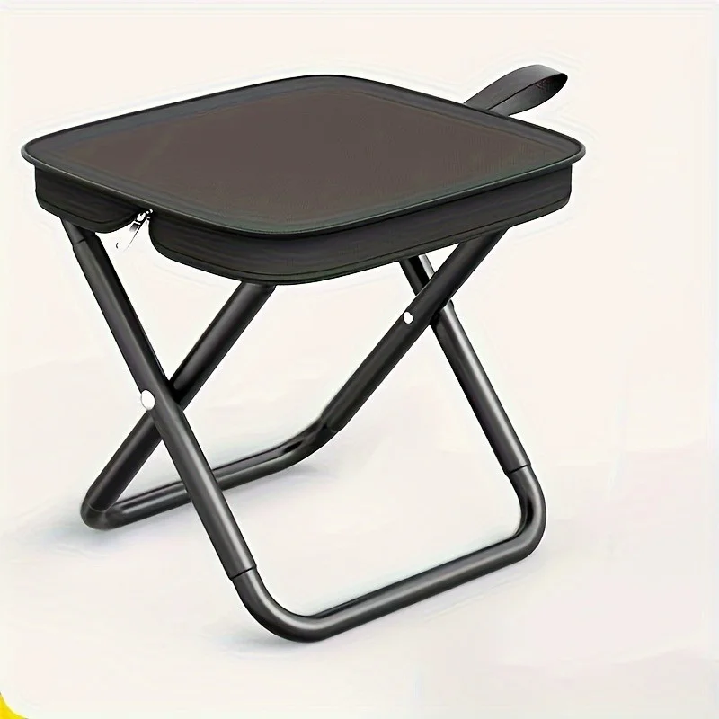 Taburete plegable portátil con asa, taburete de pesca para acampar al aire libre, taburete con cremallera para exteriores