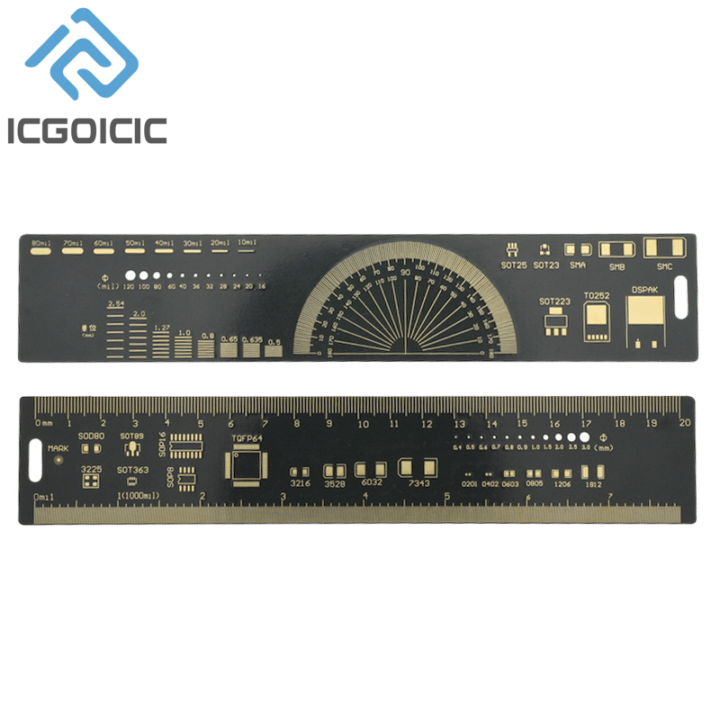 Régua pcb multifuncional, 5 tipos, 9cm, 15cm, 20cm, 25cm, 30cm, ferramenta de medição, resistor, capacitor, chip ic, diodo smd, transistor