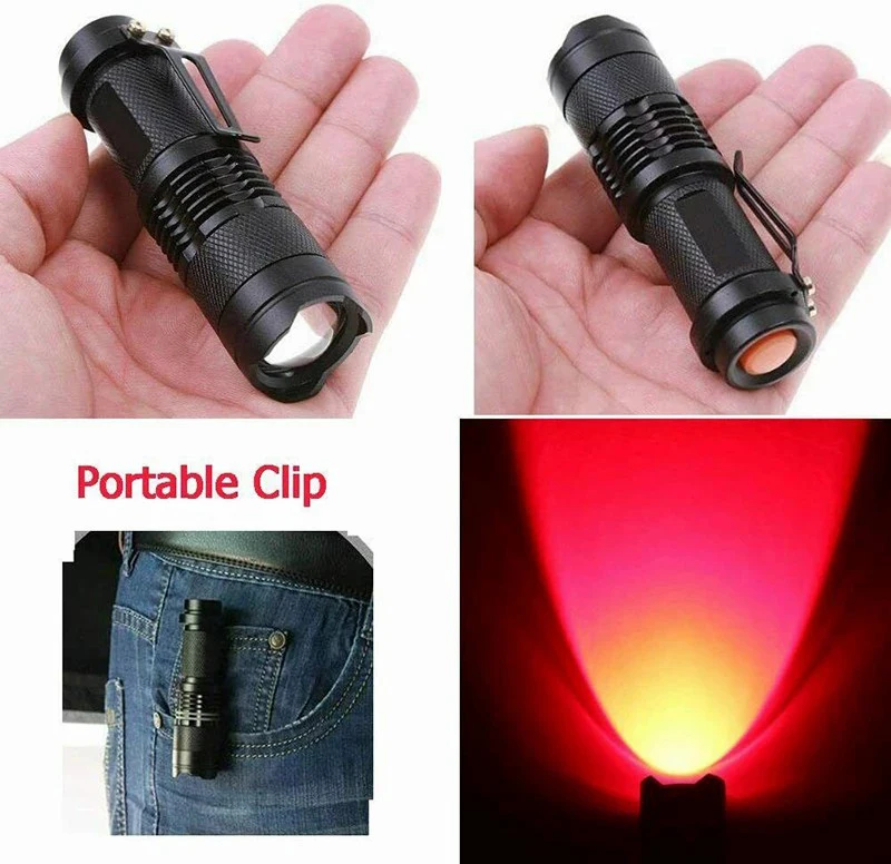 F3 Red Beam Light Flashlight LED 670nM edc Torch Lamp Lantern Against Deteriorating Eyesight Red Flashlight Xmas Halloween Gifts