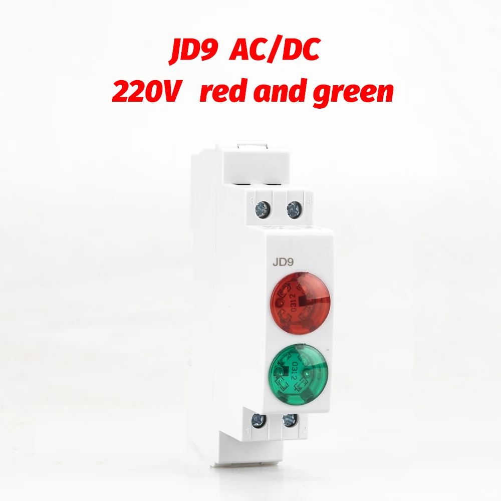 Din Rail Mount ไฟสัญญาณ LED Series AC/DC 24V 220V ไฟแสดงนําร่อง JD9 หลายสี