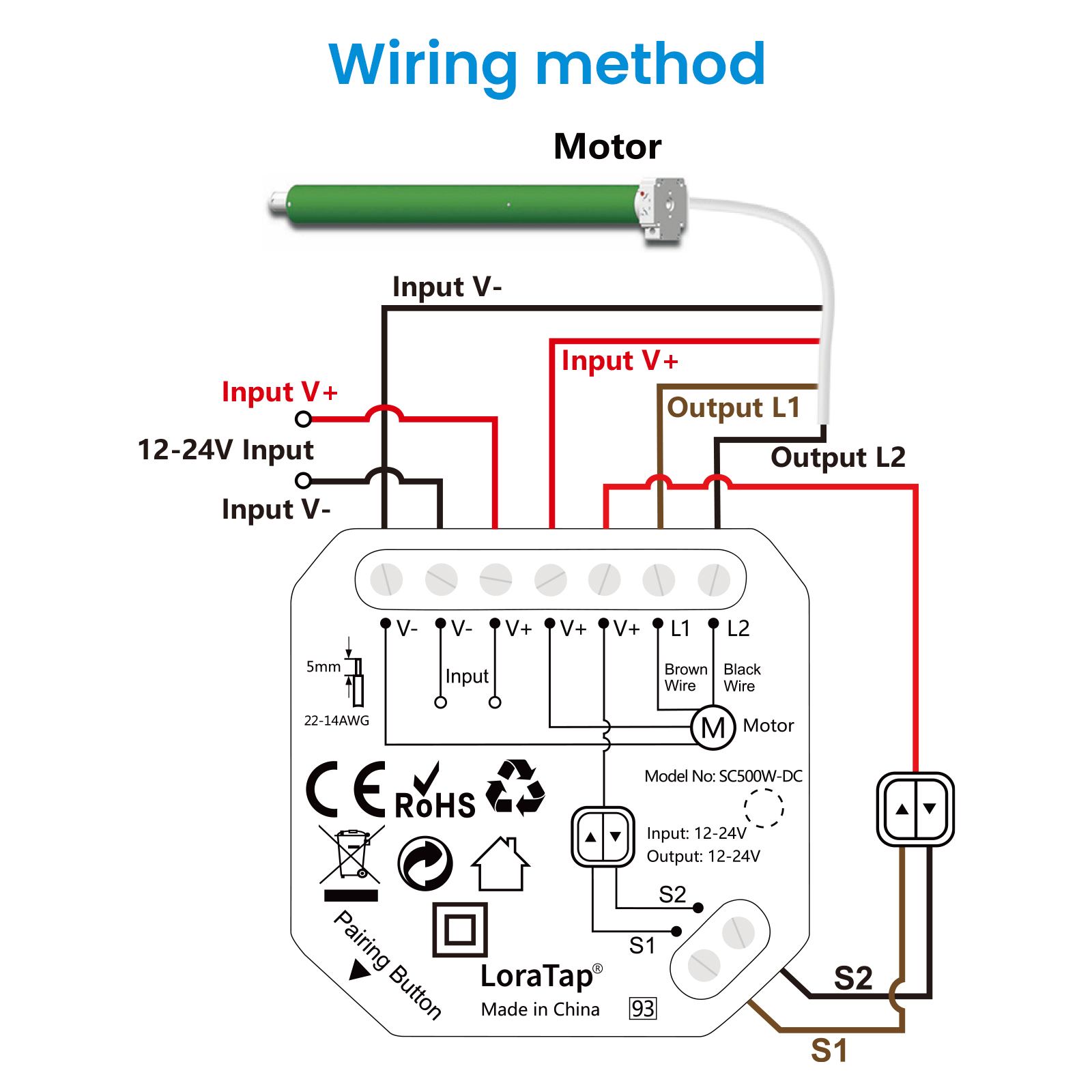 LoraTap Tuya Smart Life DC 12-24V módulo de interruptor para persiana enrollable cubierta de piscina Motor eléctrico Control por voz por Google Home Alexa