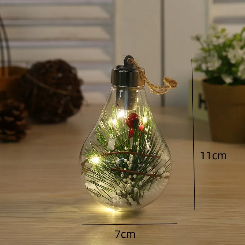หลอดไฟ LED ตกแต่งคริสต์มาส1ชิ้น, ไฟแขวนประดับคริสต์มาสงานเลี้ยงสังสรรค์ในบ้านงานแต่งงานปีใหม่ lampu tidur ใส