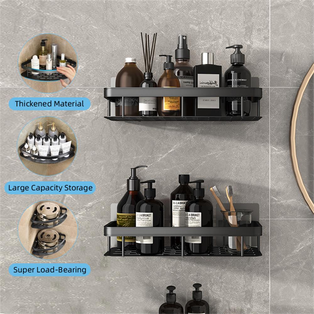 Prateleira sem perfuração de liga de alumínio, suspensão de parede oca, pia de banheiro, prateleira de armazenamento multifuncional
