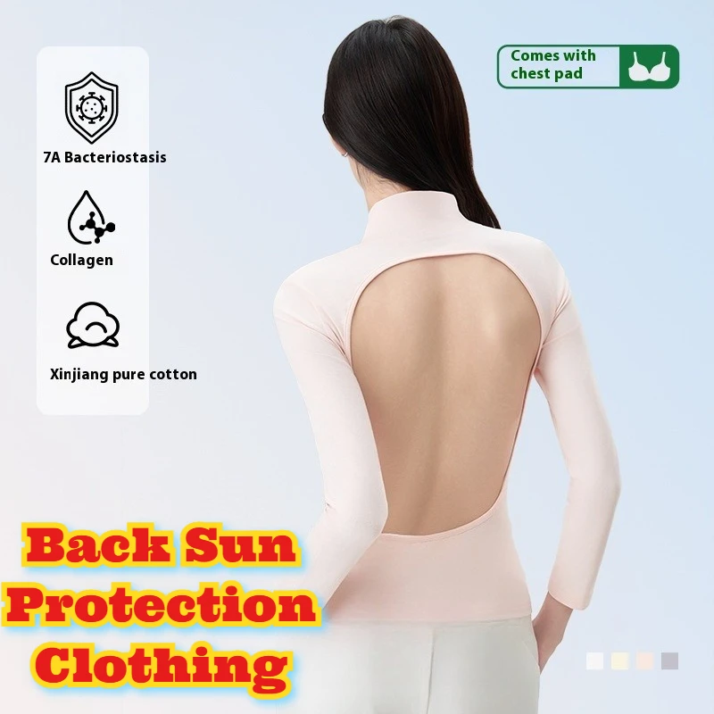 Frauen Sonnenbaden Shirt Gebaut Bh Baumwolle Rückenfreies Top Outdoor Bräunen Akupressur Therapie Natürliche Sonne Exposition Komfort Sommer Wea