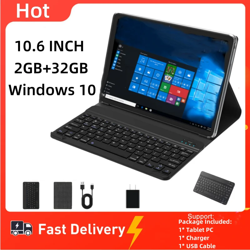 10,6 '' Windows 10 C24 tablet-pc 2 GB RAM 32G ROM Dubbele camera WIFI 6600 mAh 1,33 GHz Quad Core 1366 x 768 IPS USB 3.0