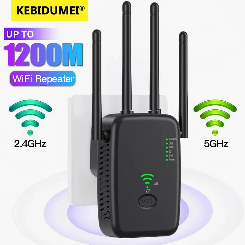 Repetidor WiFi inalámbrico de 1200Mbps, amplificador de señal, enrutador, extensor de doble banda 2,4G 5G, repetidor WiFi Gigabit 802.11ac, amplificador WIFI