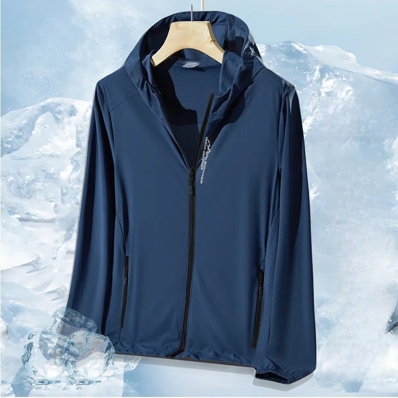 Summer Outdoor UPF50+ Men's Ice Silk Loose Fit Ultra-Thin Sun Protection Jaet Breathable Lightweight Hooded ort Sve Coat