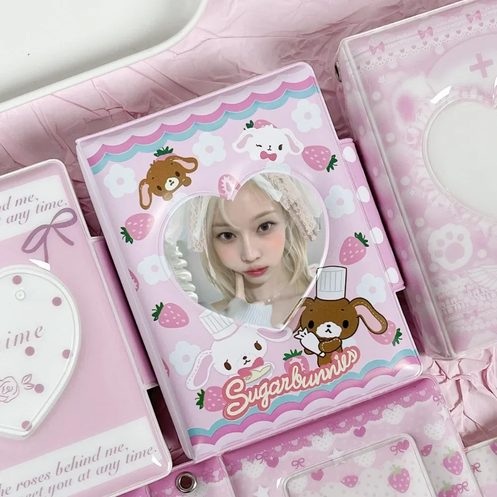 32Pockets Cards Holder Collection Album Binder Photocards Storage Book Portable Y2K Heart Ticket Card Book Organizer Card Sleeve