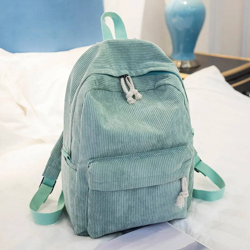 Corduroy Schoolbag Solid Color Campus Bag Personalized Travel Simple Corduroy Backpack Unique Gifts
