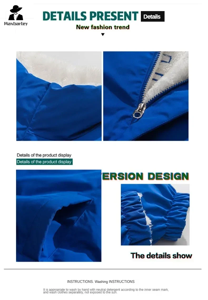 Jaqueta térmica acolchoada masculina e feminina, monocromática, frente e verso, casual, casacos grossos de lã, parka de rua, design vestível, inverno