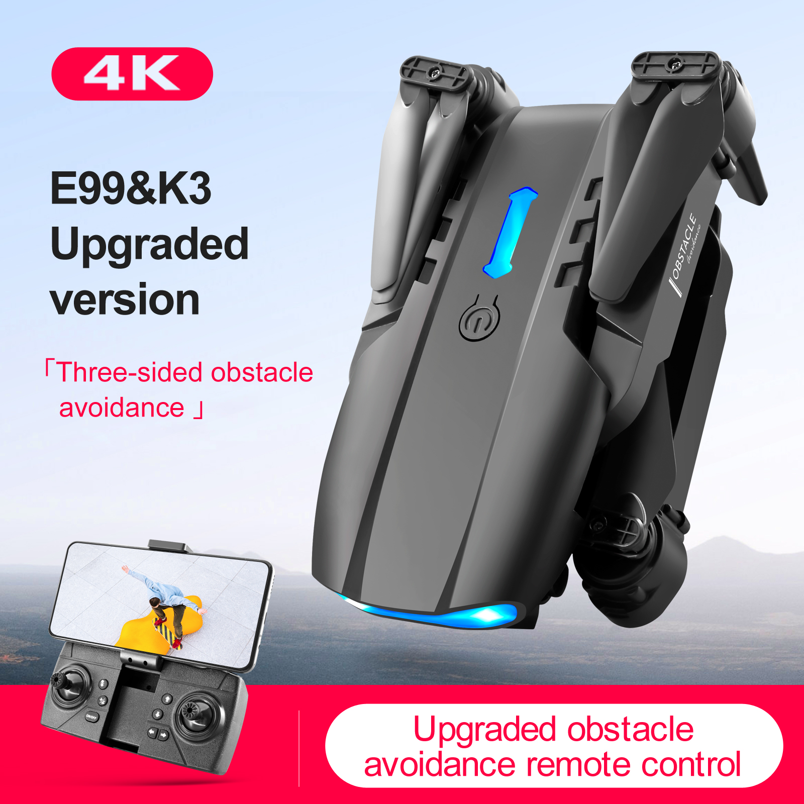 E99 pro drone quadcopter alça de controle remoto quatro eixos aeronaves hd 6k fotografia uav fixação altitude helicóptero brinquedos