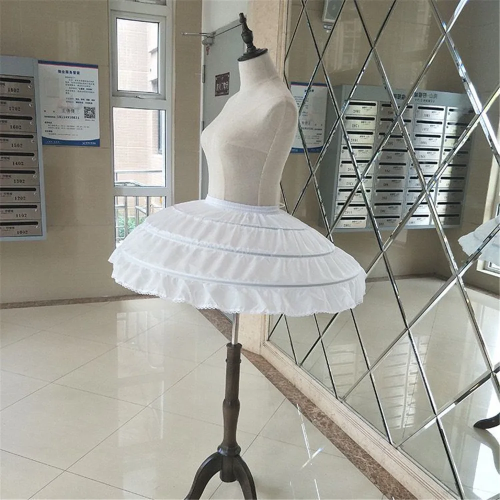 Sottogonne da sposa bianche a 3 cerchi per abito corto Gonna da balletto Ragazze Crinolina Elastico in vita Sottogonna Jupon Court