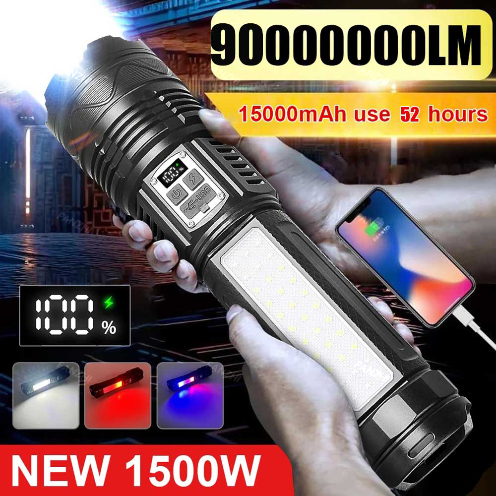 Новый 90000000 LM Высокомощный перезаряжаемый светодиодный фонарик, встроенный 15000 мАч, сверхмощные фонарики, тактический фонарь