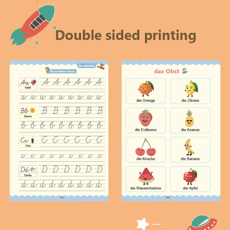 German Magic Books for Children Alphabet Reusable Handwritten Magic Notebook Writing for Calligraphy Set Montessori Copybook