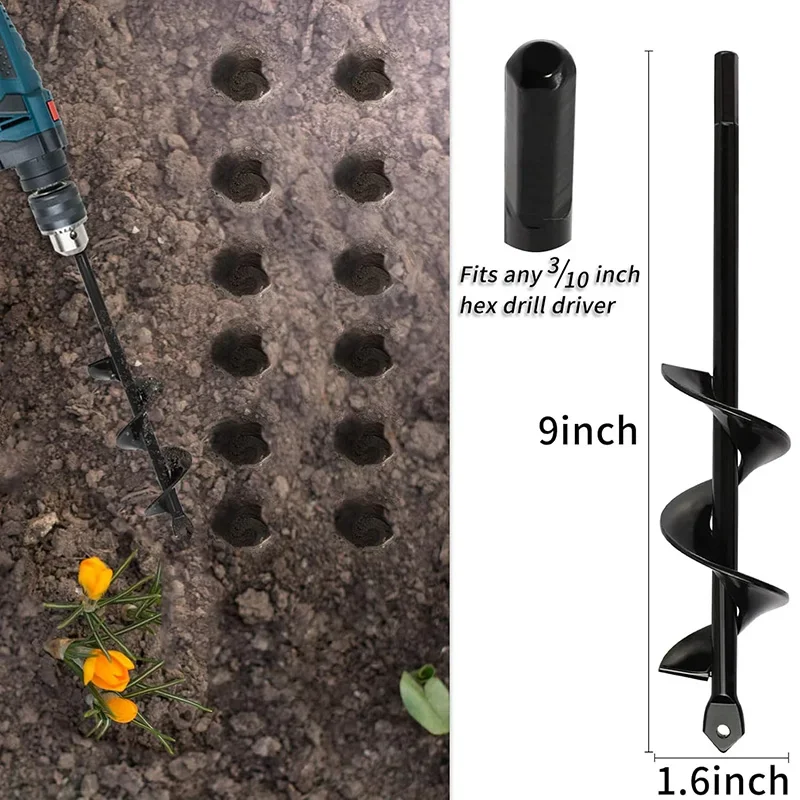 Broca en espiral con barrena para jardín, macetero de flores para jardinería, taladro para tierra, herramienta excavadora de agujeros, accesorios de broca para suelo suelto