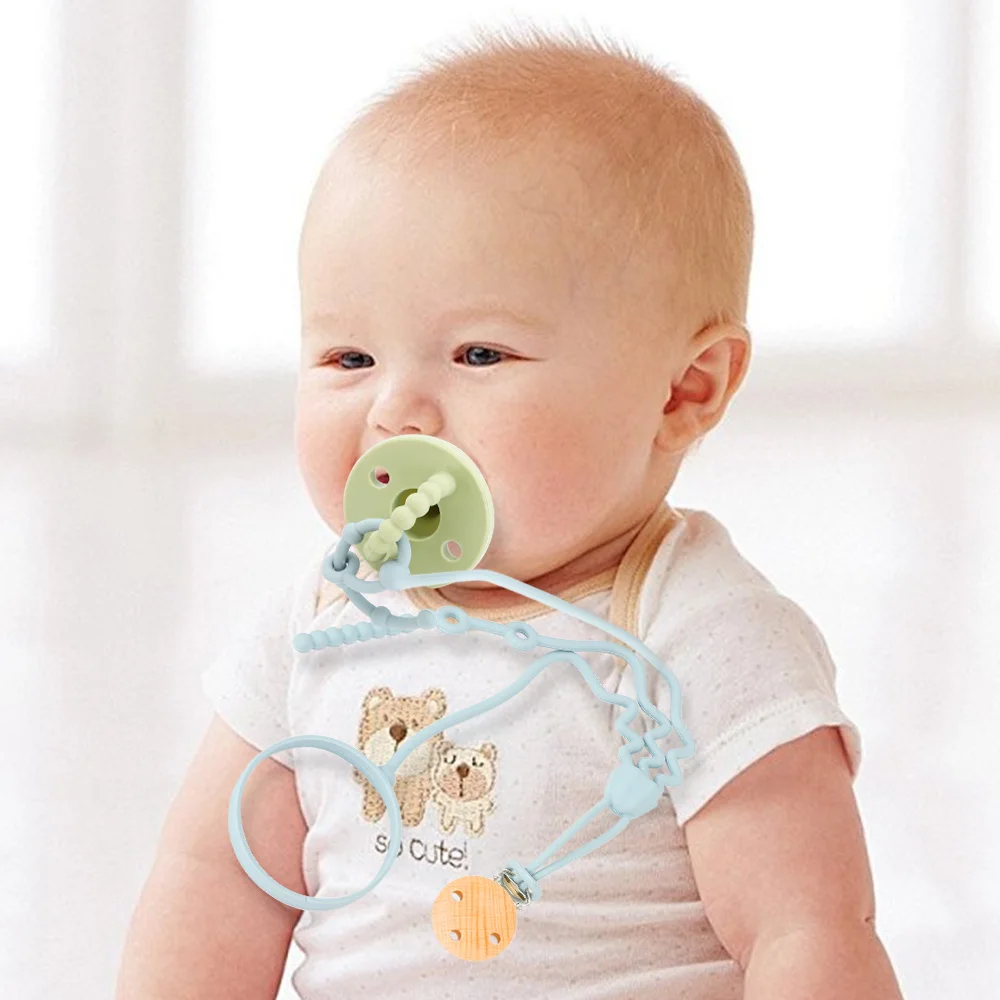 1 ชิ้นซิลิโคน Pacifier CHAIN,การออกแบบรูปทรงแมงกะพรุน,สีชมพู/ครีม,สัตว์ทะเล, เหมาะสําหรับ Pacifiers ส่วนใหญ่,ของเล่นการงอกของฟัน