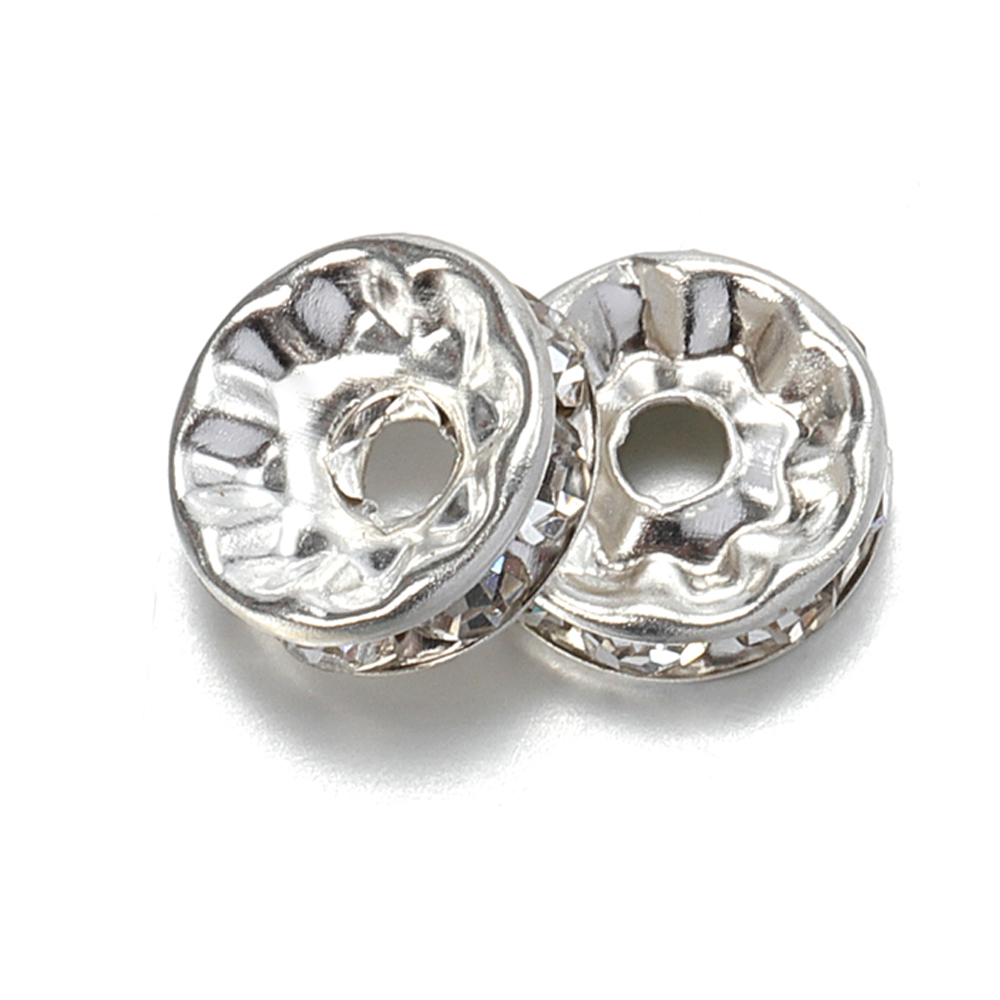 100 pçs cor prata cristal strass espaçador contas soltas pulseira contas para pulseira colar jóias fazendo componentes diy